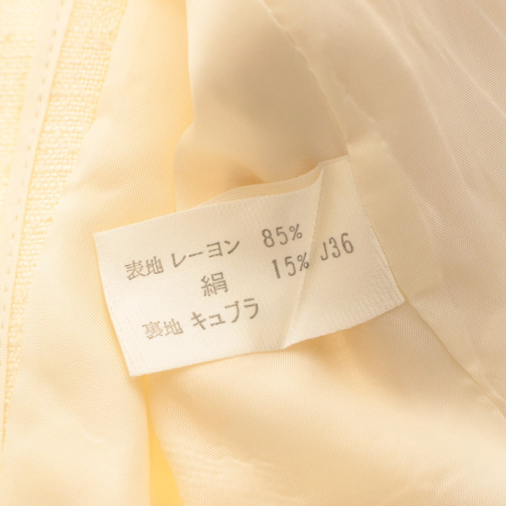 ■ LOUIS JOONE ルイ ジョーネ テーラードジャケット 長袖 アウター 波型襟 ワンボタン 花柄 イトキン レディース 9AB2(M相当) アイボリー