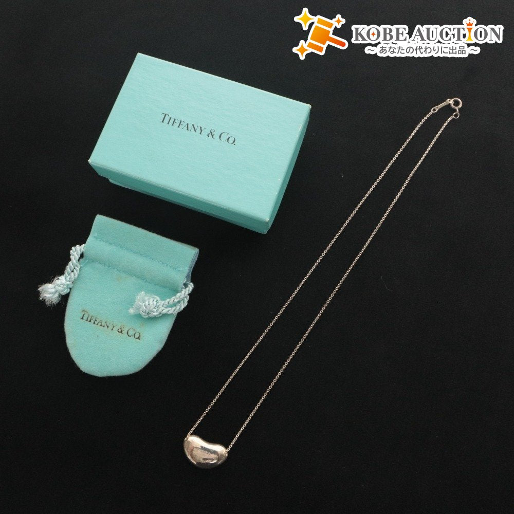 ■ TIFFANY&Co ティファニー ネックレス エルサ・ペレッティ ビーン デザイン スターリングシルバー 925 刻印有 8g 箱付き 未使用(汚有)