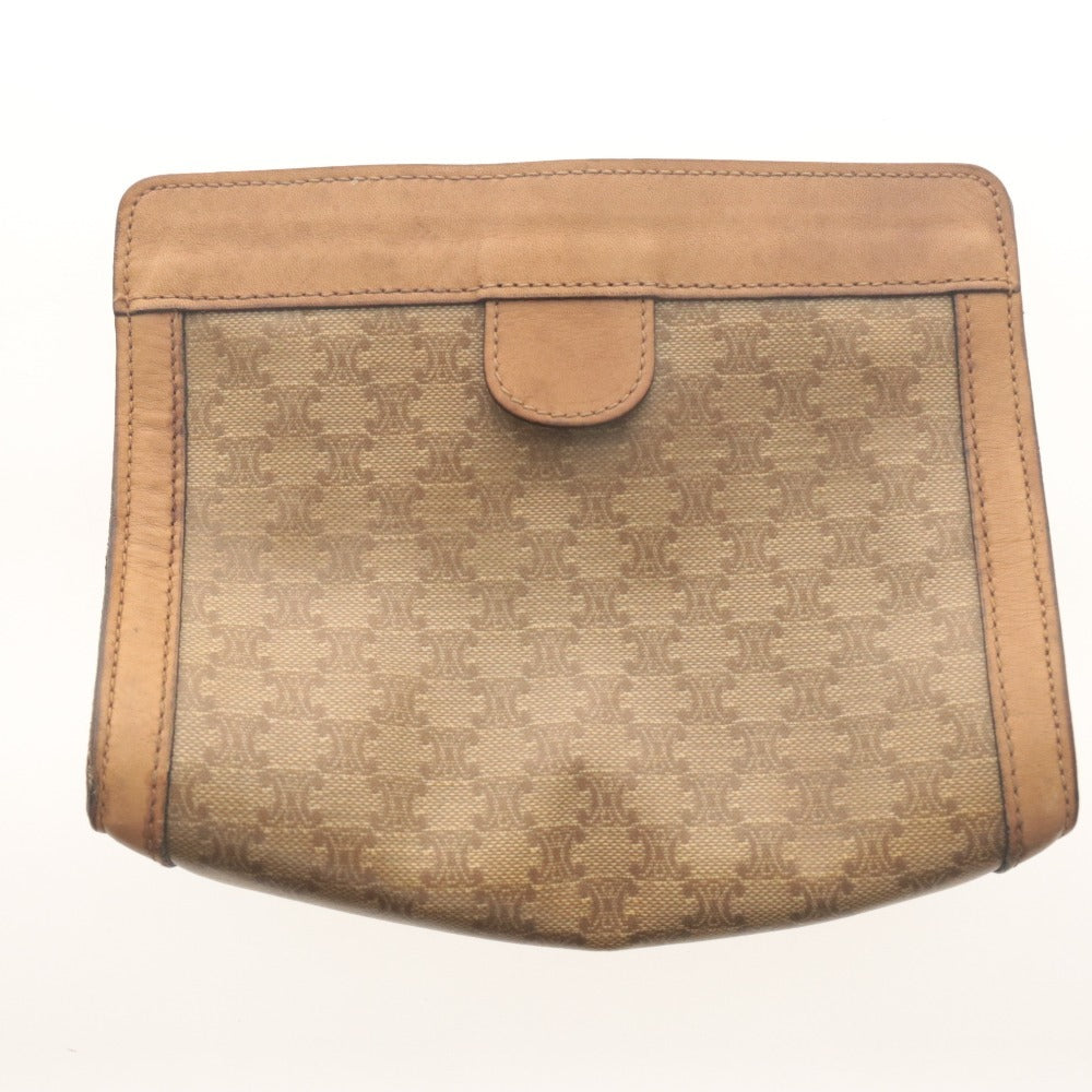 ■ CELINE セリーヌ ポーチ 小物入れ バッグ マジックテープ イタリア製 マカダム柄 レディース ライトブラウン系 ベージュ系