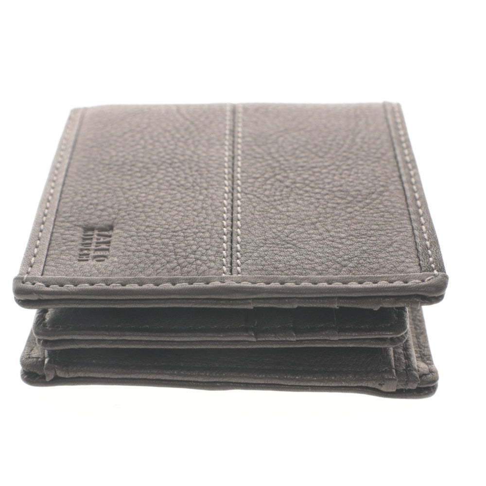 ■ TAKEO KIKUCHI タケオキクチ 二つ折り財布 牛革 本革 レザー センターステッチ 小銭 札 カード入れ メンズ 黒/ブラック 箱付き 未使用