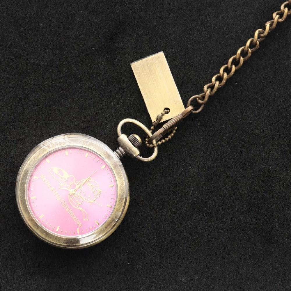 ■ Hello Kitty Shinkansen Pocket Watch 500 Limited Edition Premier Railway Goods 427/500 Gold Dial Pink Box With Film