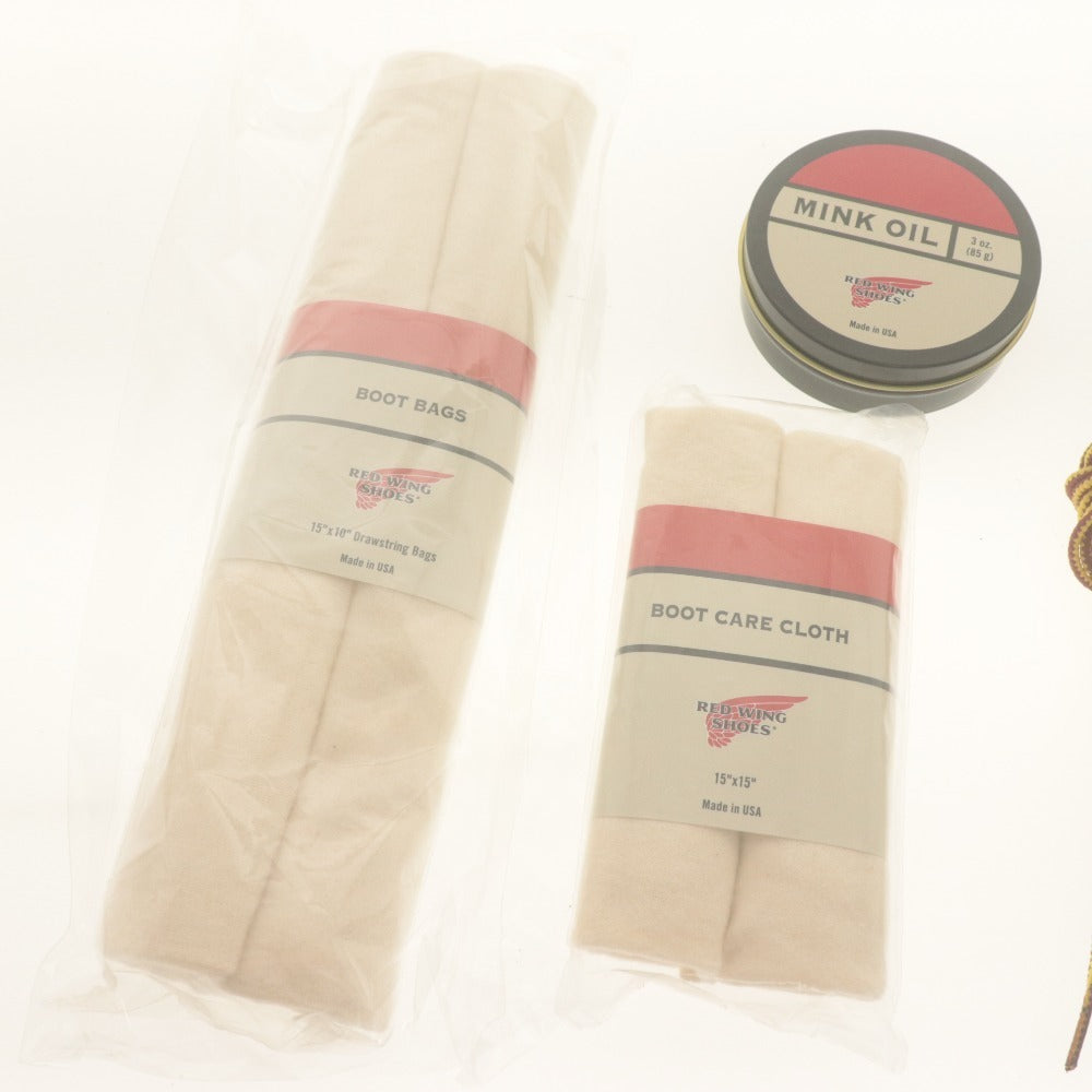 ■ RED WING Red Wing Maintenance Care 5-Piece Set Bundle Boots Brush Horsehair MINK OIL Shoelaces, etc. Includes Unopened and Unused Items