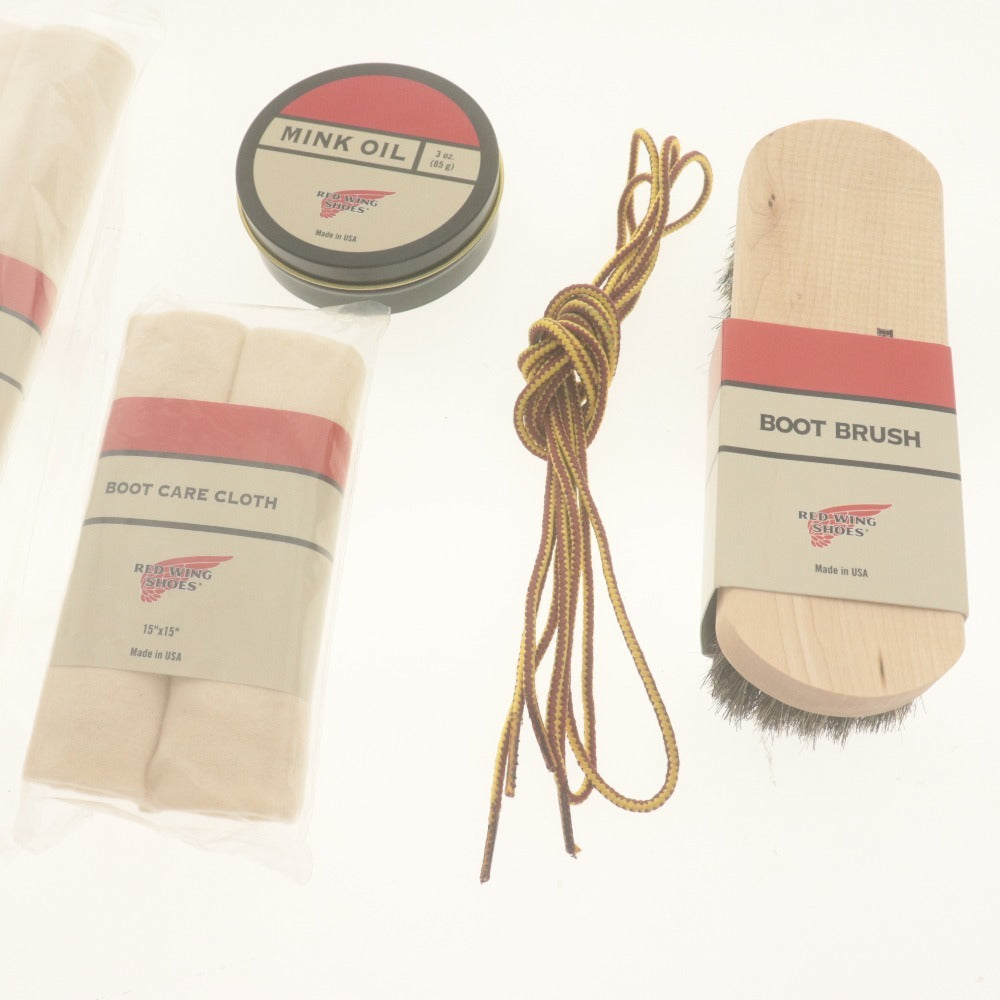■ RED WING Red Wing Maintenance Care 5-Piece Set Bundle Boots Brush Horsehair MINK OIL Shoelaces, etc. Includes Unopened and Unused Items