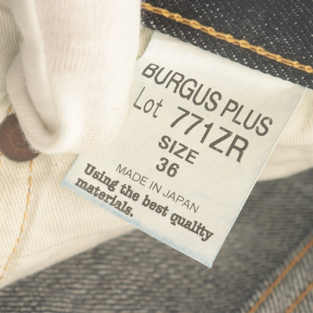 ■ BURGUS PLUS Pants Jeans Bottoms Denim 771 Button Fly Hinoya Men's W36 L34 Indigo With Accessories Unused