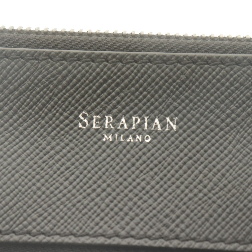 ■ SERAPIAN Clutch Bag, Second Bag, Leather Bag, Leather, Evolution, Single-Sided Zipper, Business Case, Made in Italy, Black