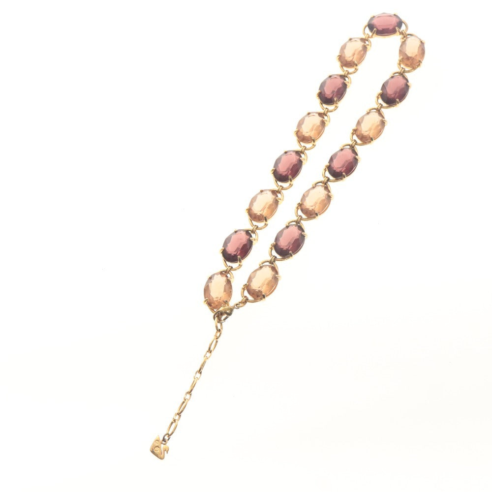 ■ SWAROVSKI スワロフスキー ネックレス ペンダント アクセサリーオーバル 72.8g レディース ゴールド バーガンディ系 付属品付き