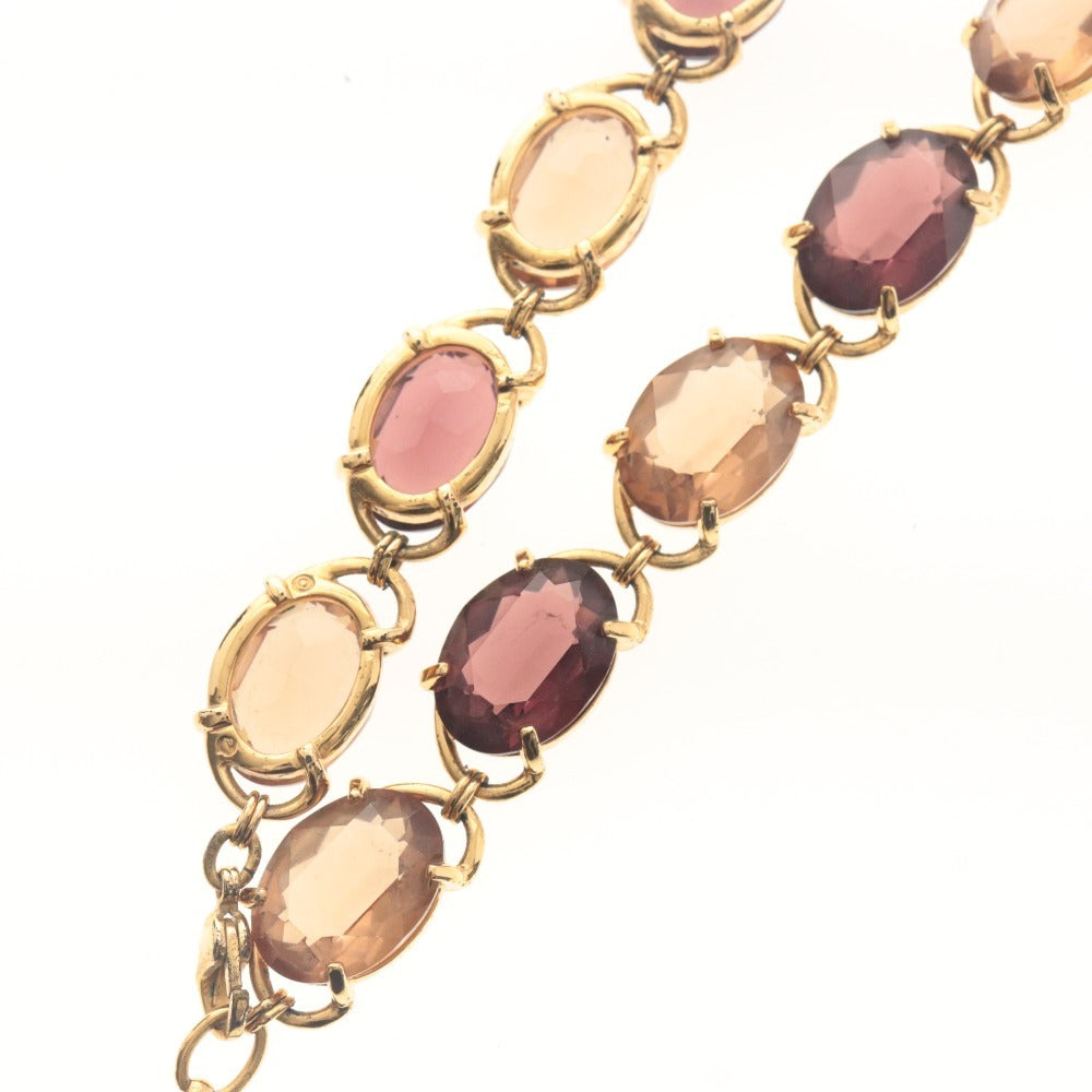 ■ SWAROVSKI スワロフスキー ネックレス ペンダント アクセサリーオーバル 72.8g レディース ゴールド バーガンディ系 付属品付き