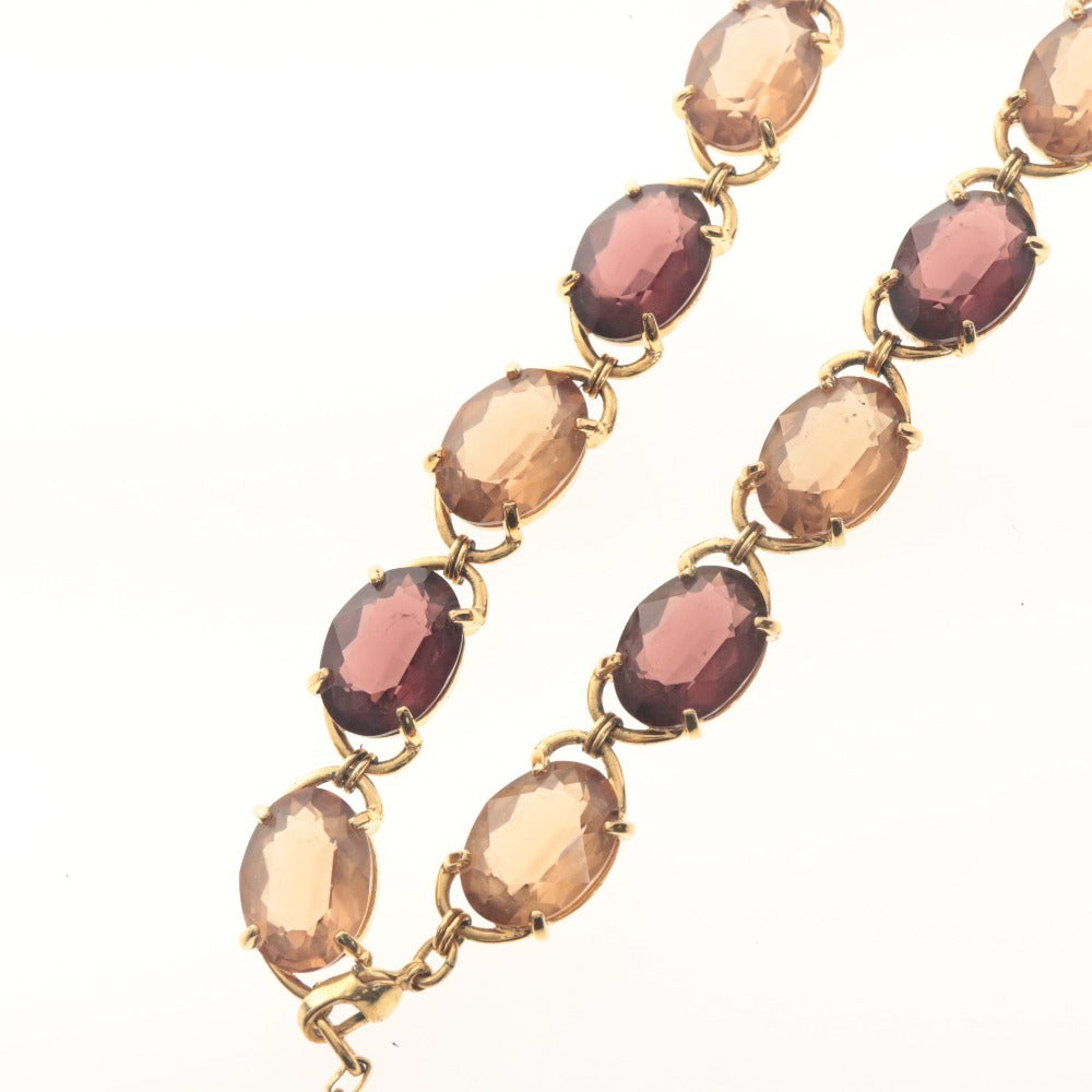 ■ SWAROVSKI スワロフスキー ネックレス ペンダント アクセサリーオーバル 72.8g レディース ゴールド バーガンディ系 付属品付き