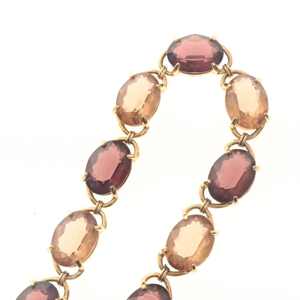 ■ SWAROVSKI スワロフスキー ネックレス ペンダント アクセサリーオーバル 72.8g レディース ゴールド バーガンディ系 付属品付き