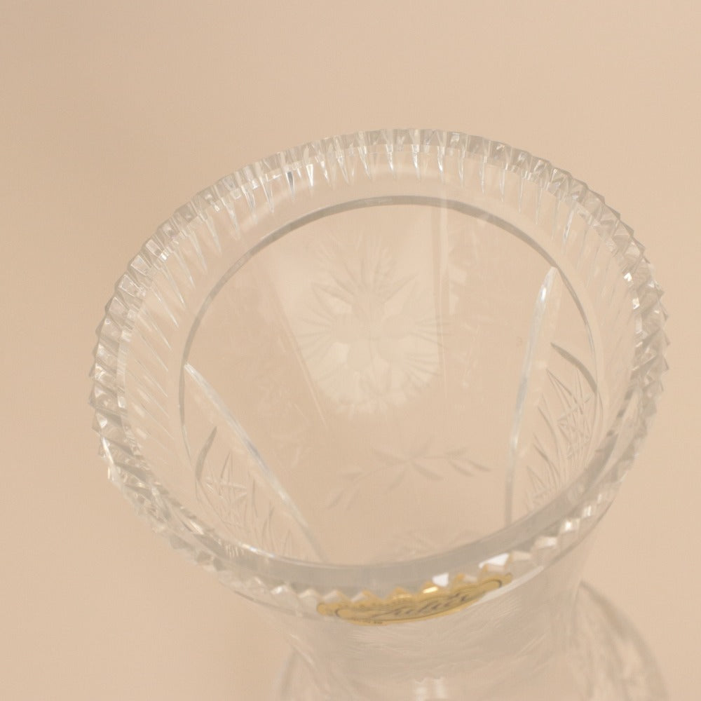■ Julia ジュリア 花瓶 ハンドカット クリスタルガラス フラワーベース コルセット型 花柄 花器