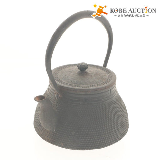 ■ Teapot, Iron Kettle, Nambu Ironware, Tea Ceremony Utensils, Sencha Utensils, Antique Teaware, Arare Pattern, Traditional Craft, Ironware