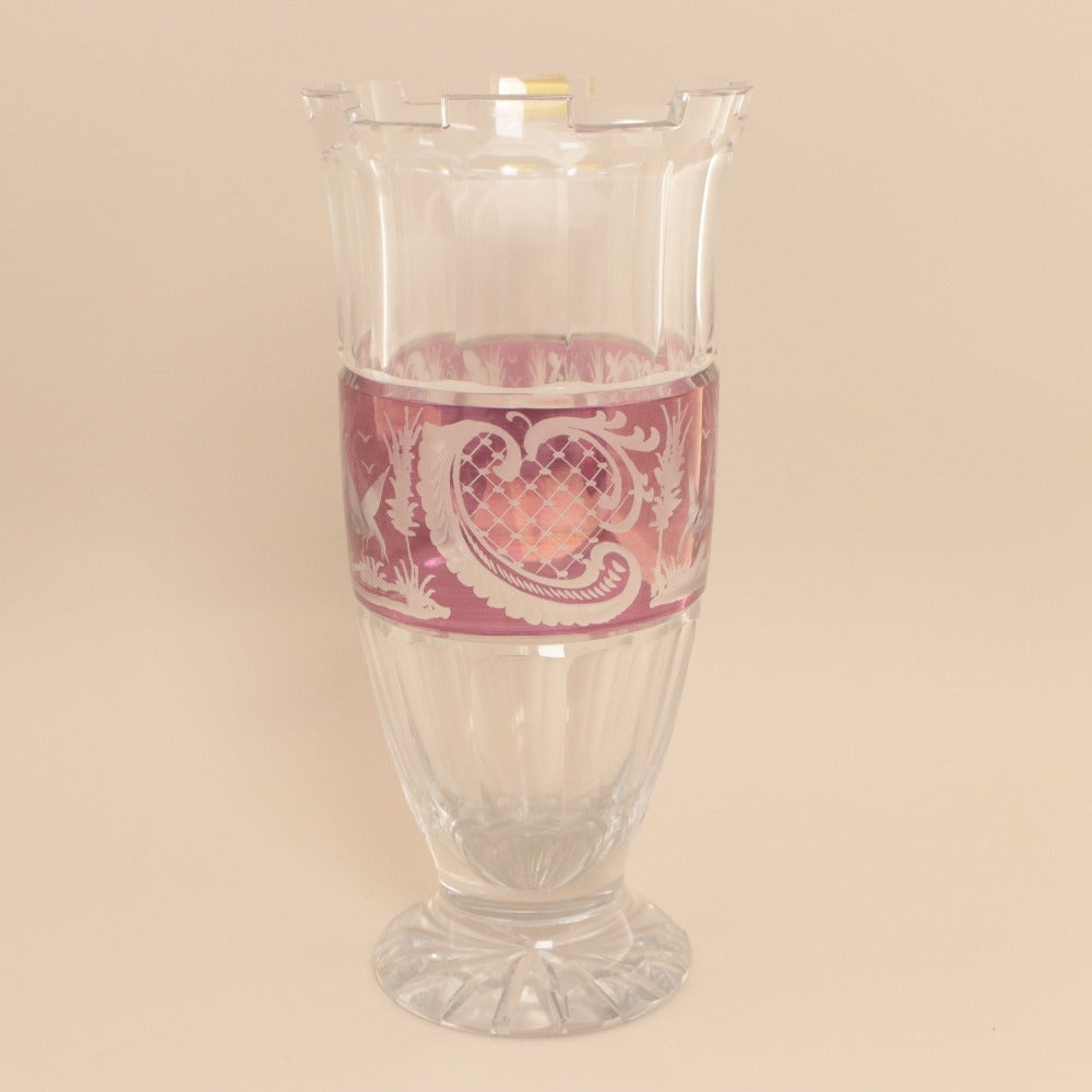 ■ Lausitzer Glas ラウジッツァーグラス 花瓶 フラワーベース クリスタルガラス インテリ小物 ケース付き