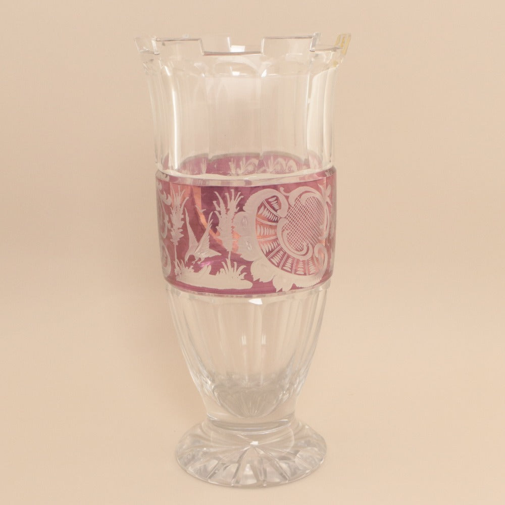 ■ Lausitzer Glas ラウジッツァーグラス 花瓶 フラワーベース クリスタルガラス インテリ小物 ケース付き