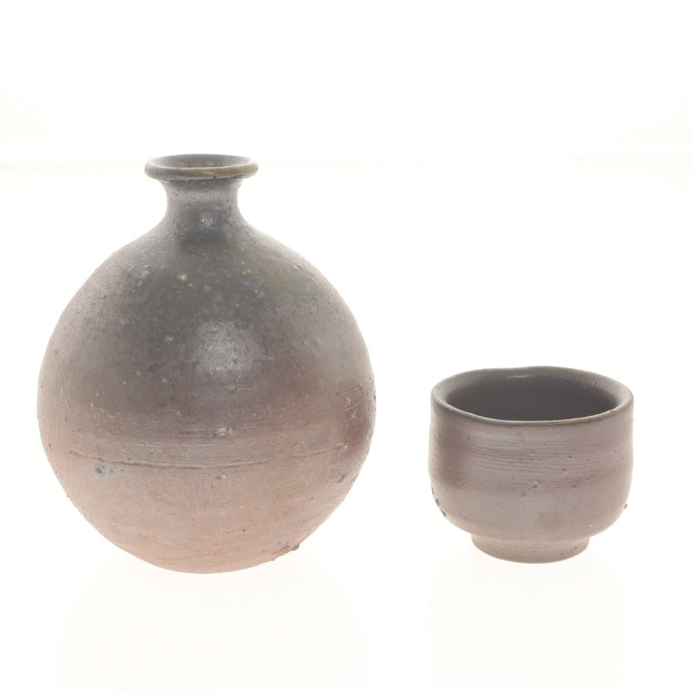 ■ 岩本孝志 備前焼 徳利 ぐい呑み 焼き物 骨董 酒器 工芸品 木箱付き