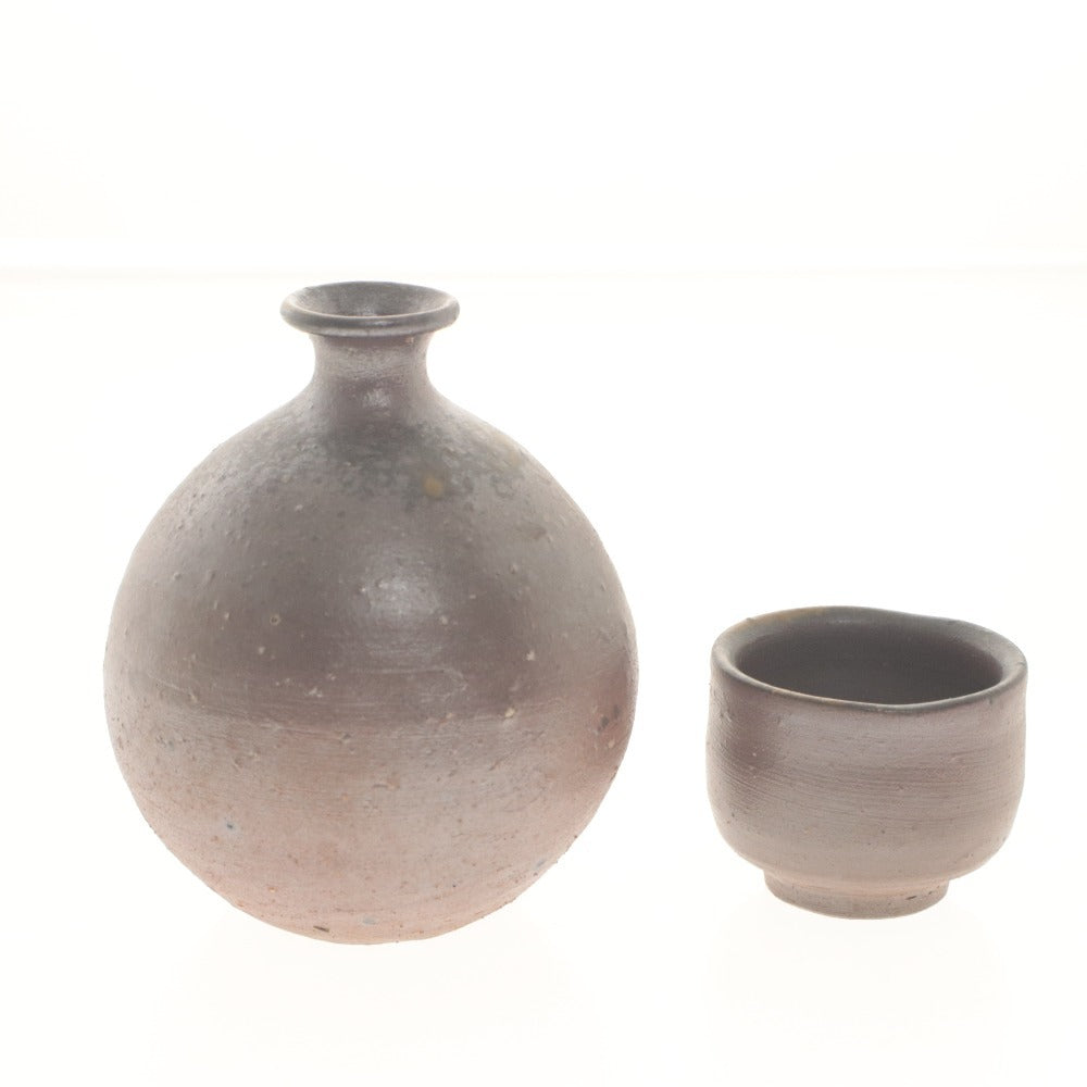 ■ 岩本孝志 備前焼 徳利 ぐい呑み 焼き物 骨董 酒器 工芸品 木箱付き