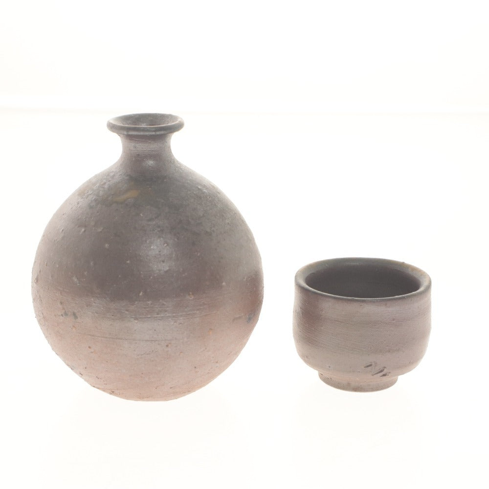 ■ 岩本孝志 備前焼 徳利 ぐい呑み 焼き物 骨董 酒器 工芸品 木箱付き