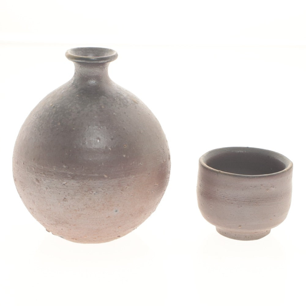 ■ 岩本孝志 備前焼 徳利 ぐい呑み 焼き物 骨董 酒器 工芸品 木箱付き