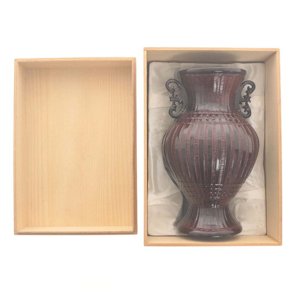■ 九藍 籃胎漆器 伝統工芸品 壺 花籠 花入れ 和 インテリア 木箱付き