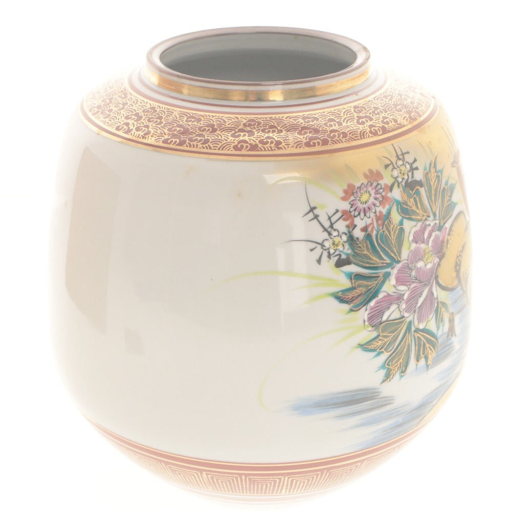 ■ 九谷焼 壺 花瓶 金襴手 花鳥図 花器 花生 壺 フラワーベース 工芸品 オブジェ 置物 インテリア アンティーク 木箱付き