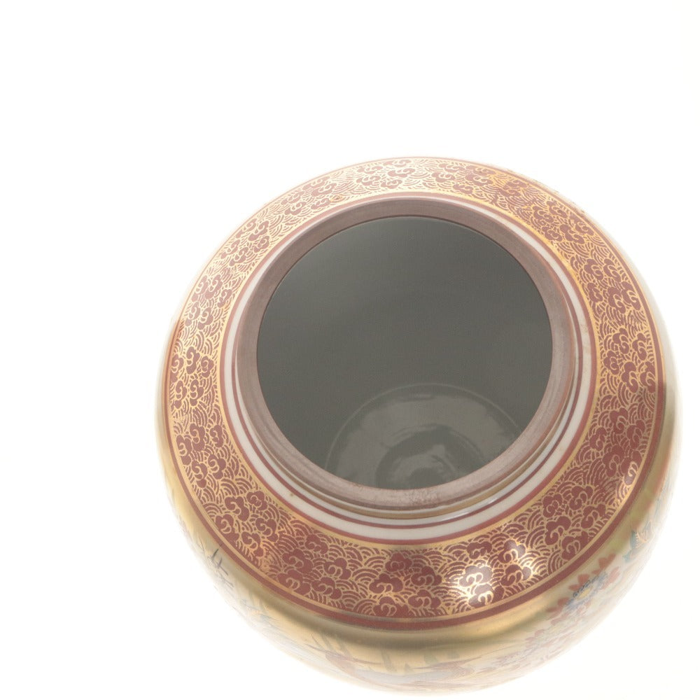 ■ 九谷焼 壺 花瓶 金襴手 花鳥図 花器 花生 壺 フラワーベース 工芸品 オブジェ 置物 インテリア アンティーク 木箱付き