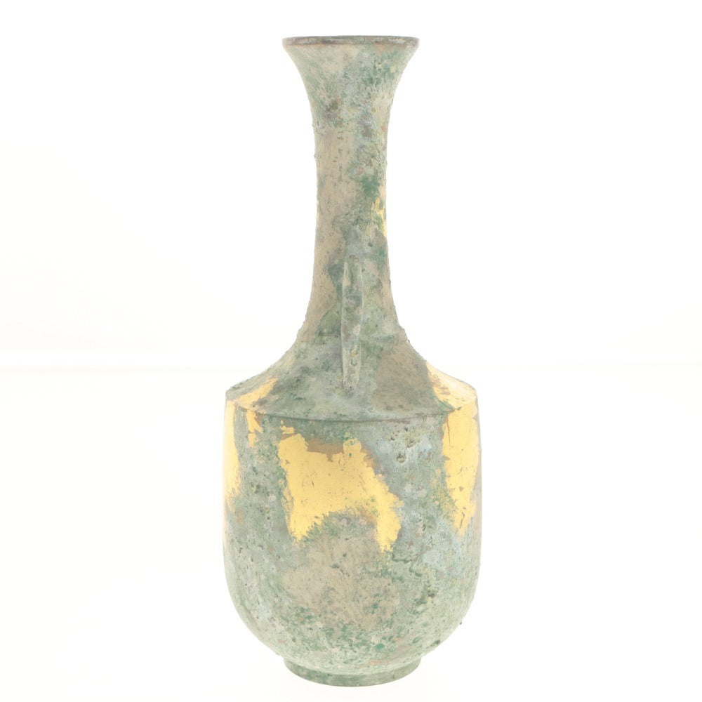 ■ 古代青銅器 花瓶 花器 花生 壺 フラワーベース 工芸品 オブジェ 置物 インテリア アンティーク 木箱付き