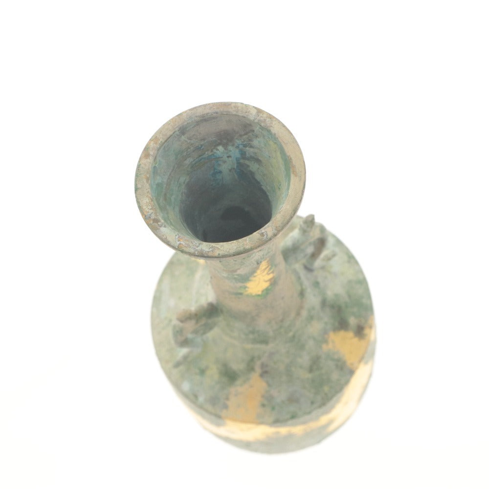 ■ 古代青銅器 花瓶 花器 花生 壺 フラワーベース 工芸品 オブジェ 置物 インテリア アンティーク 木箱付き