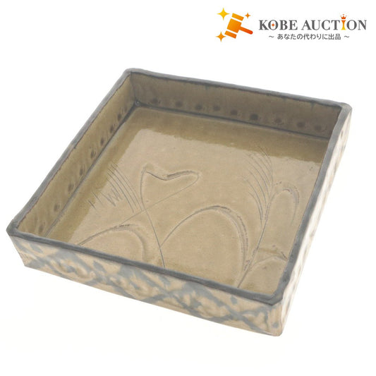 ■ Iron Glaze Square Bowl, Square Plate, Medium Plate, Ceramics with Wooden Box
