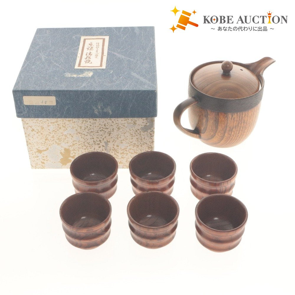 ■ 京焼 清水焼 急須 湯呑 6客セット 和食器 茶器 工芸品 箱付き
