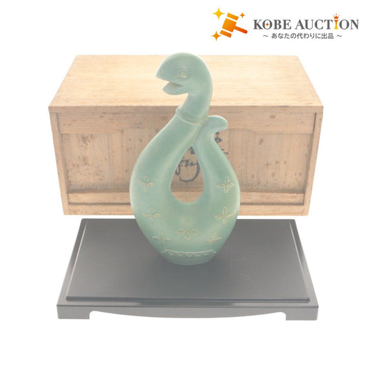■ Snake (Zodiac) Figurine Ornament Lucky Charm Pottery With Wooden Box