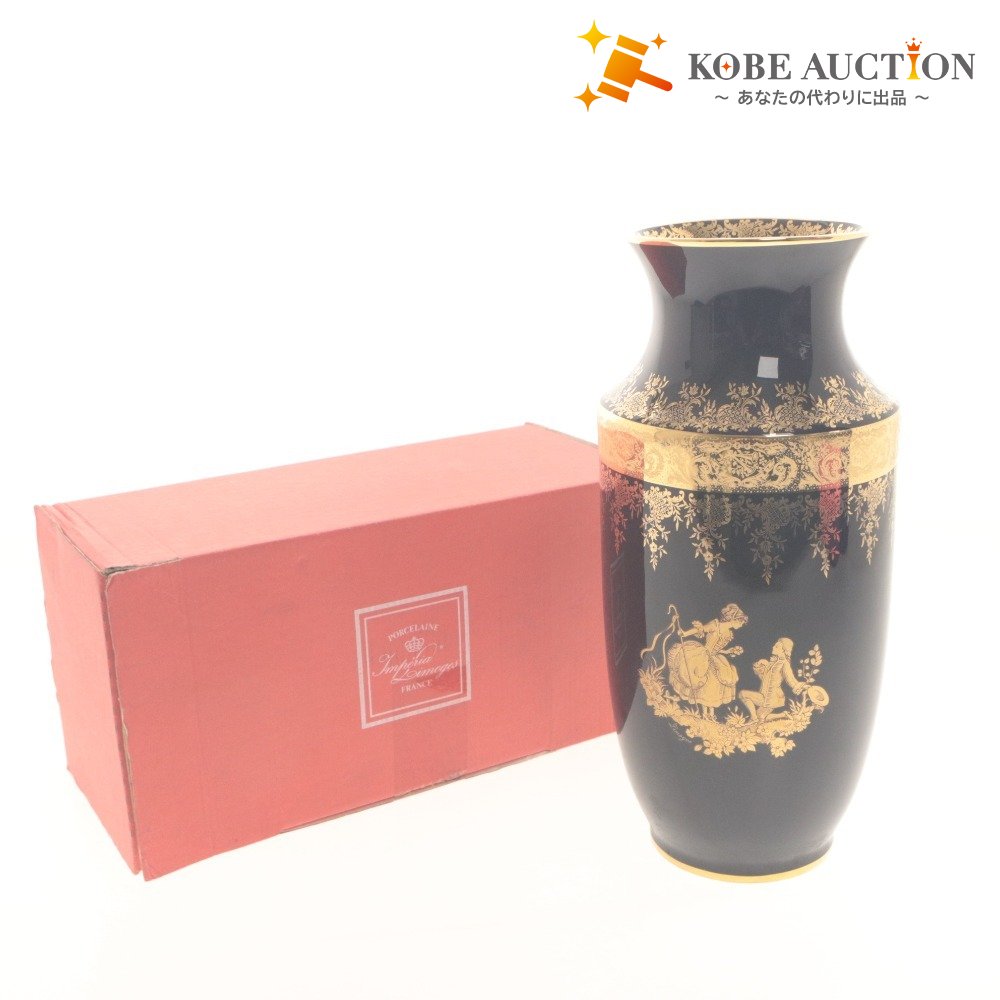 ■ Imperial Limoges インペリアルリモージュ 花瓶 花器 花生 壺 フラワーベース 工芸品 オブジェ 置物 インテリア アンティーク 箱付き