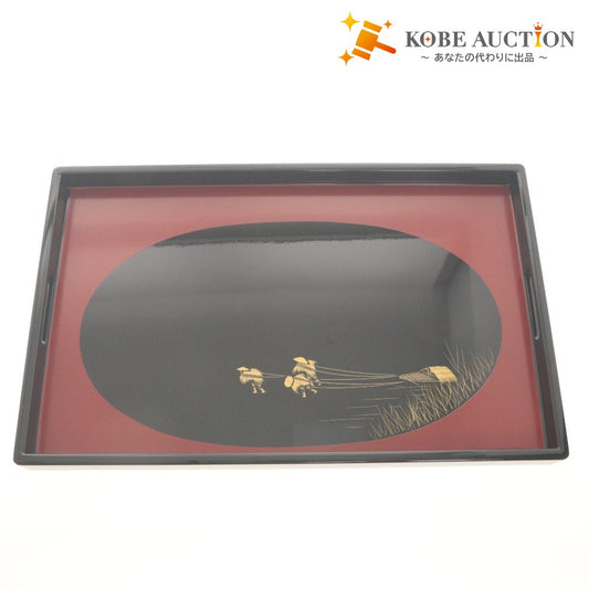 ■ Wajima Chinkin Tray Lacquerware Kitchen Tableware Crafts with Box