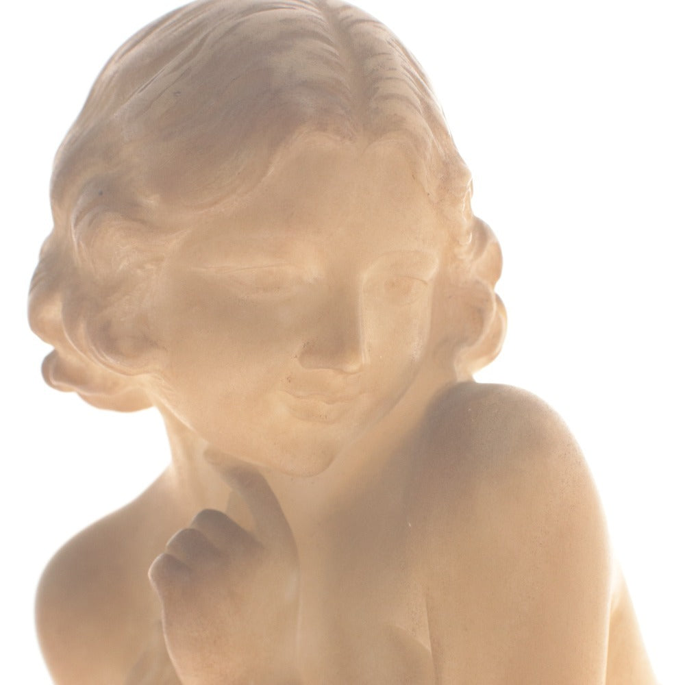 ■ Italian Marble Sculpture Beautiful Standing Statue Italian Objet Antique Collection With Wooden Box