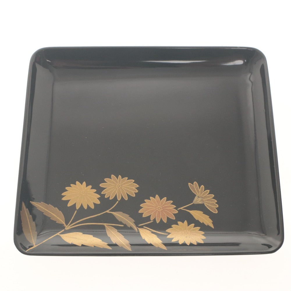 ■ 京都 漆器 アソベ 平皿 小皿 5枚セット 四角銘々皿 黒漆塗り 和食器 工芸品 箱付き