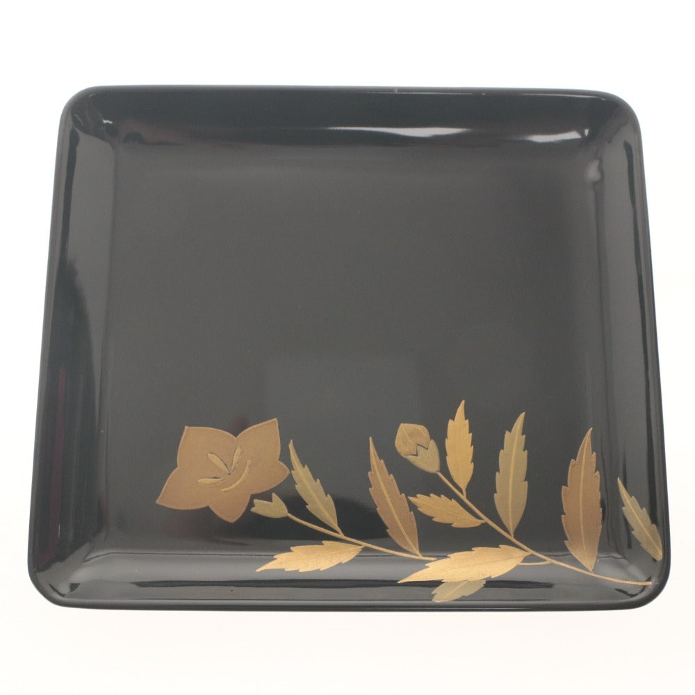 ■ 京都 漆器 アソベ 平皿 小皿 5枚セット 四角銘々皿 黒漆塗り 和食器 工芸品 箱付き