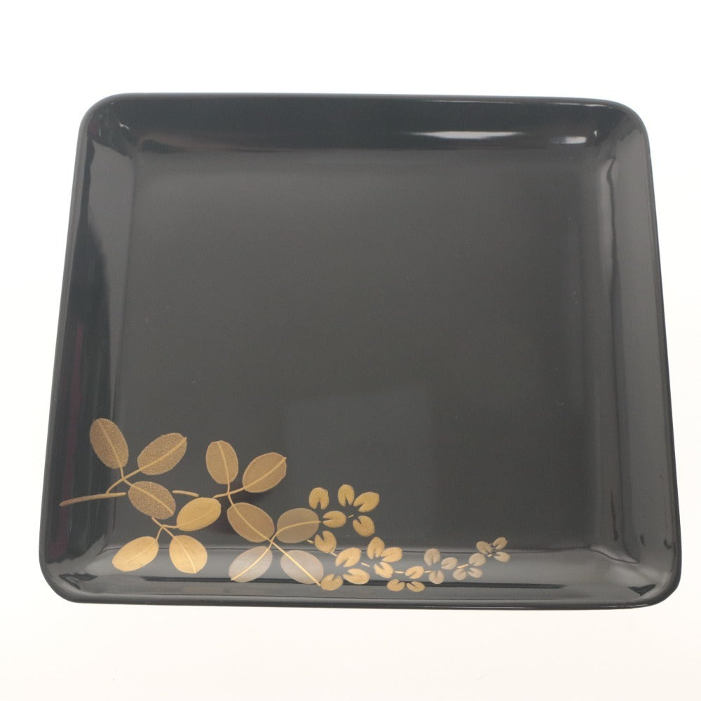 ■ 京都 漆器 アソベ 平皿 小皿 5枚セット 四角銘々皿 黒漆塗り 和食器 工芸品 箱付き