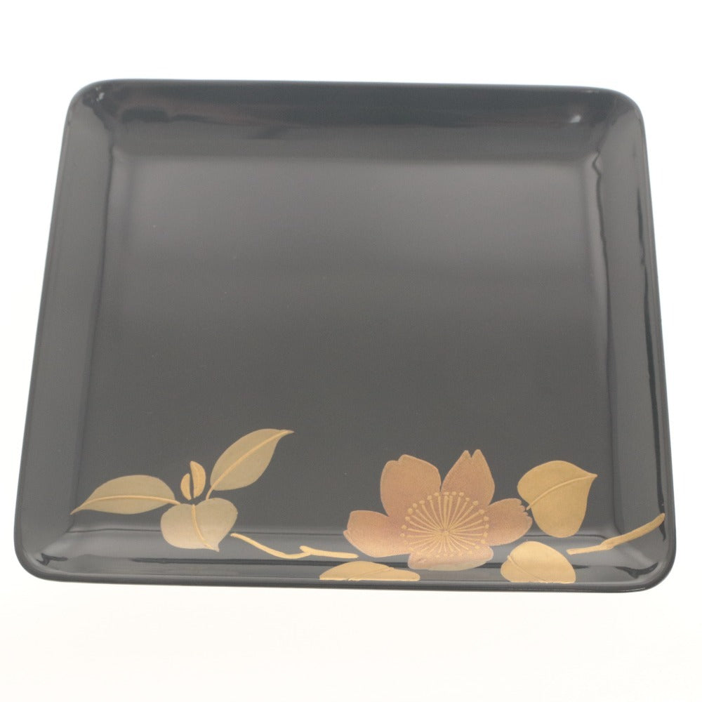 ■ 京都 漆器 アソベ 平皿 小皿 5枚セット 四角銘々皿 黒漆塗り 和食器 工芸品 箱付き