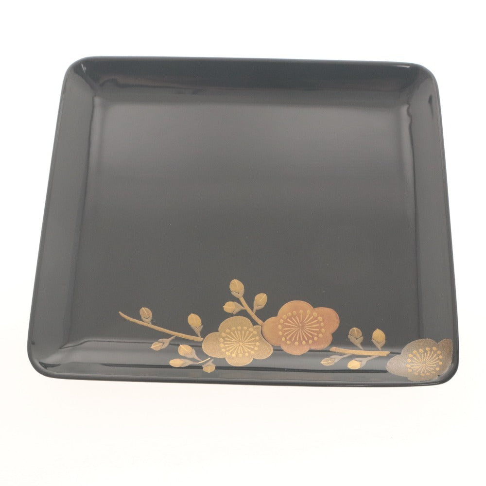 ■ 京都 漆器 アソベ 平皿 小皿 5枚セット 四角銘々皿 黒漆塗り 和食器 工芸品 箱付き