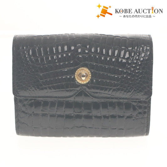 ■ GENUINE CROCODILE Handbag Shoulder Bag Gold Hardware Crocodile Ladies Black