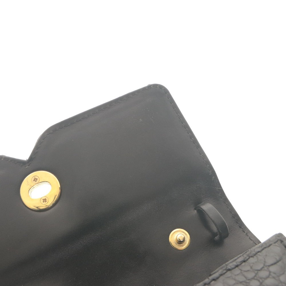 ■ GENUINE CROCODILE ハンドバッグ ショルダーバッグ 鞄 ファスナー ポケット ゴールド金具 クロコダイル レディース ブラック