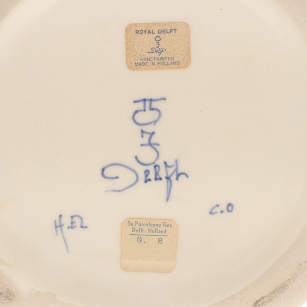 ■ Royal Delft ロイヤルデルフト 花瓶 1970年 H.Elshout 花器 花生 壺 フラワーベース 工芸品 オブジェ 置物 インテリア アンティーク