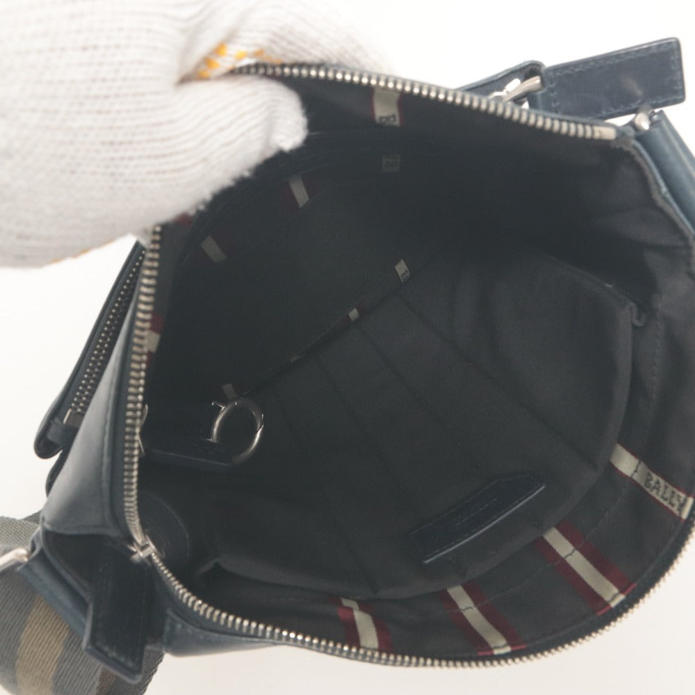 ■ BALLY バリー ショルダーバッグ 鞄 ファスナー ポケット メンズ ダークネイビー系
