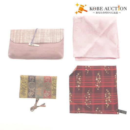 ■ Pouch,小物入れ,Handkerchief,Set of 4,Bulk Sale,Japanese Clothing,Zipper,Pocket,Silk 100%,Fashion Accessories
