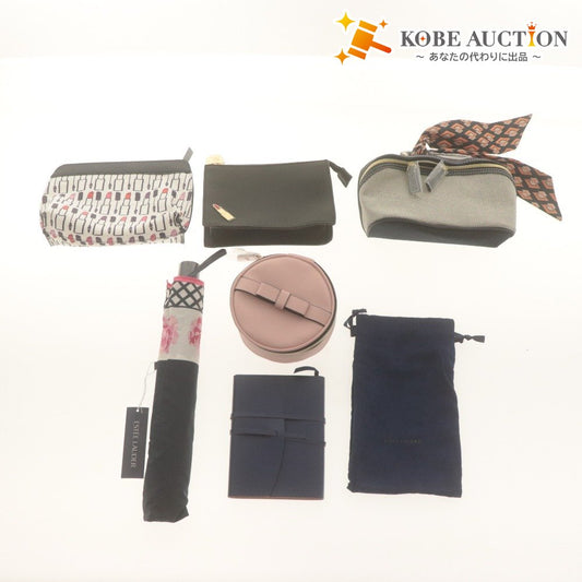 ■ ESTEE LAUDER Umbrella, Pouch, Notebook - 6-Piece Set, Including Folding Umbrella with Floral and Lip Patterns, etc. - All Unused, Some with Tags