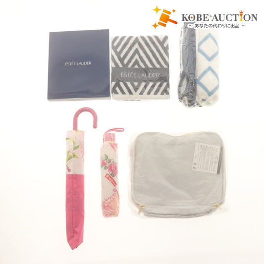■ ESTEE LAUDER Folding Umbrella, Face Towel, Towel, and Case, 5-Piece Set, Bulk Sale, Includes Accessories, Including Unused and Unopened Items