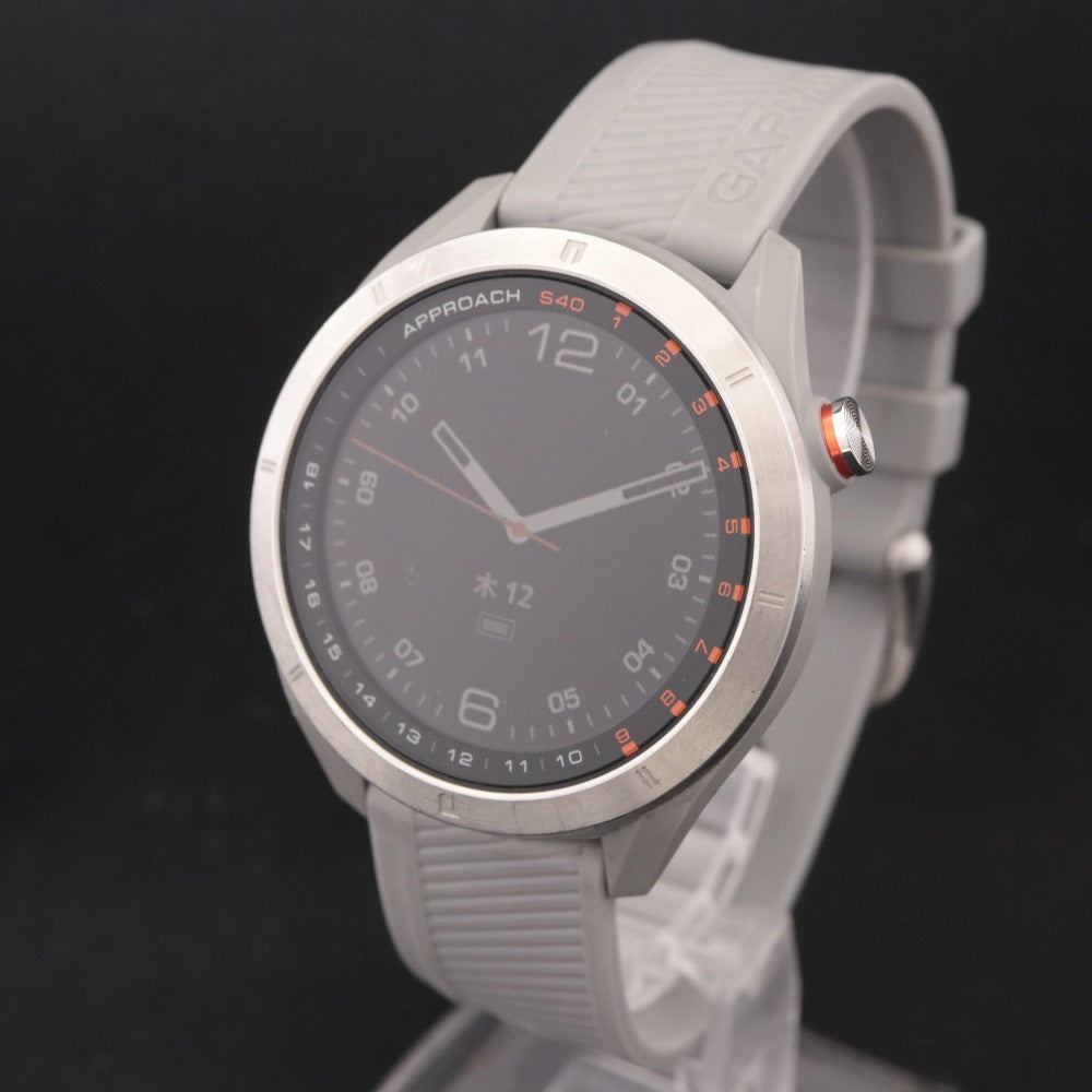 ■ GARMIN GPSゴルフウォッチ APPROACH S40 ヤーデージ グリーンビュー スマートウォッチ 腕時計 シルバー グレー 付属品付 動作確認済み