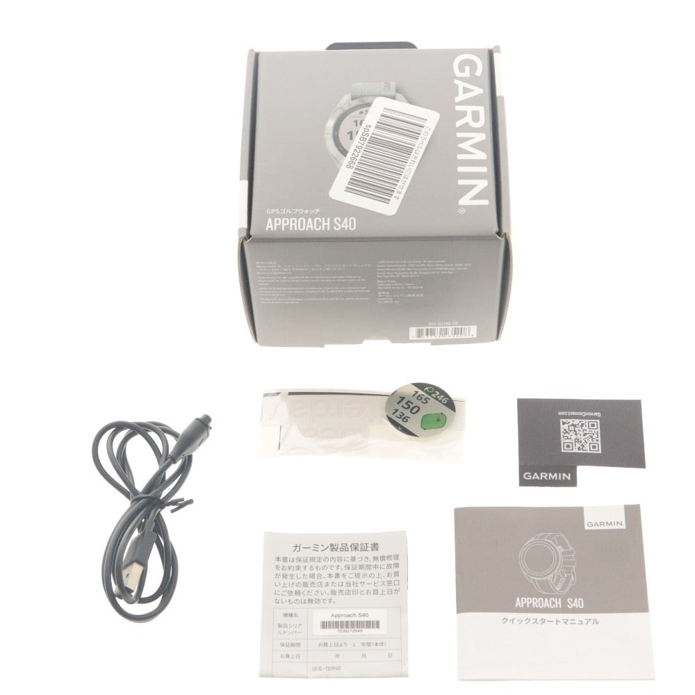 ■ GARMIN GPSゴルフウォッチ APPROACH S40 ヤーデージ グリーンビュー スマートウォッチ 腕時計 シルバー グレー 付属品付 動作確認済み