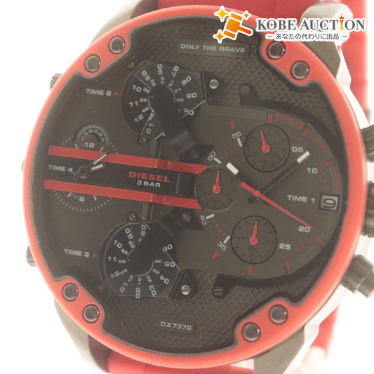 ■ DIEZEL Watch Mr. Daddy 2.0 DZ-7370 TIME4 Chronograph Red Gunmetal Water Resistant Men's With Accessories Battery Dead Operation Unconfirmed