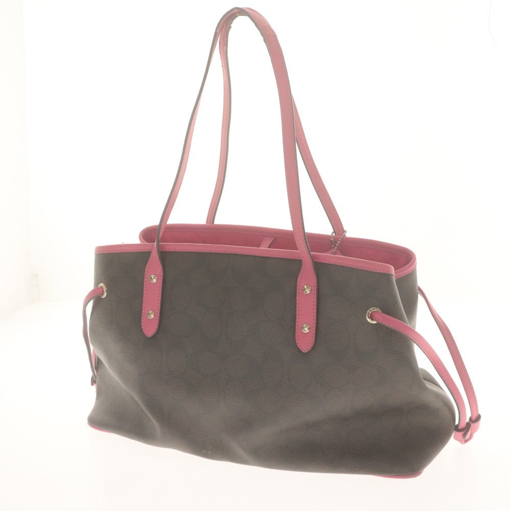 ■ COACH コーチ トートバッグ ハンドバッグ F23855 鞄 シグネチャー レディース ダークブラウン ピンク