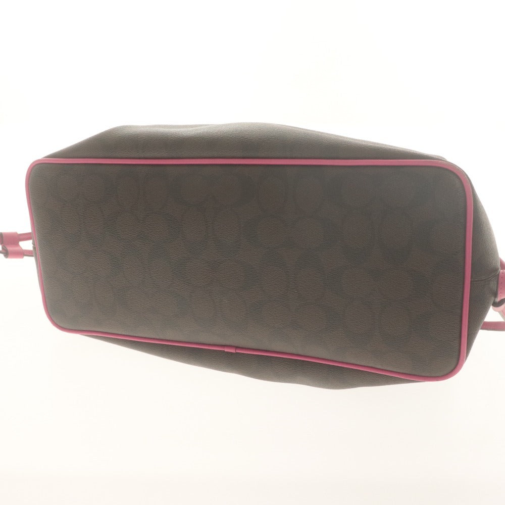 ■ COACH コーチ トートバッグ ハンドバッグ F23855 鞄 シグネチャー レディース ダークブラウン ピンク