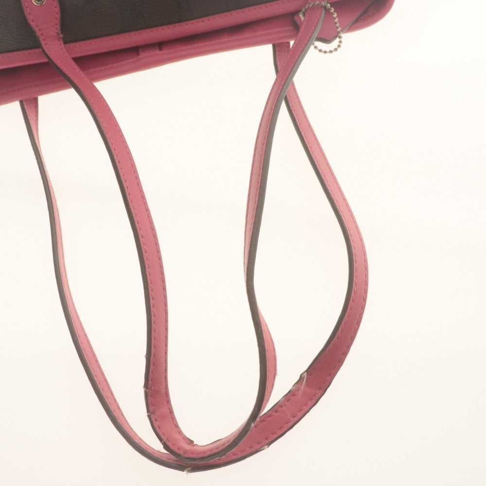 ■ COACH コーチ トートバッグ ハンドバッグ F23855 鞄 シグネチャー レディース ダークブラウン ピンク